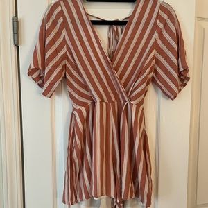 Salmon and white striped romper